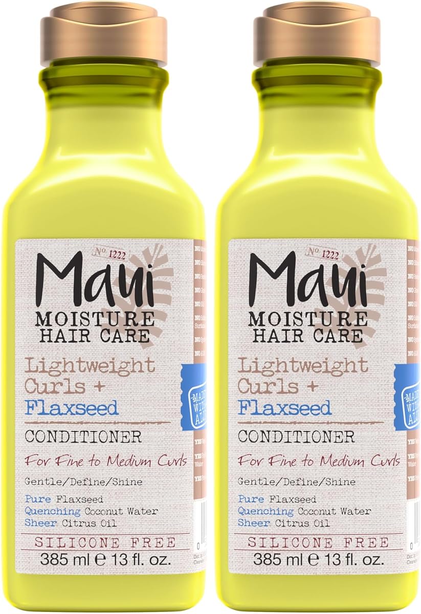 Lightweight Curls + Flaxseed Conditioner, Conditioning, Paraben Free, Silicone Free, 13 Fl Oz (Pack of 2)