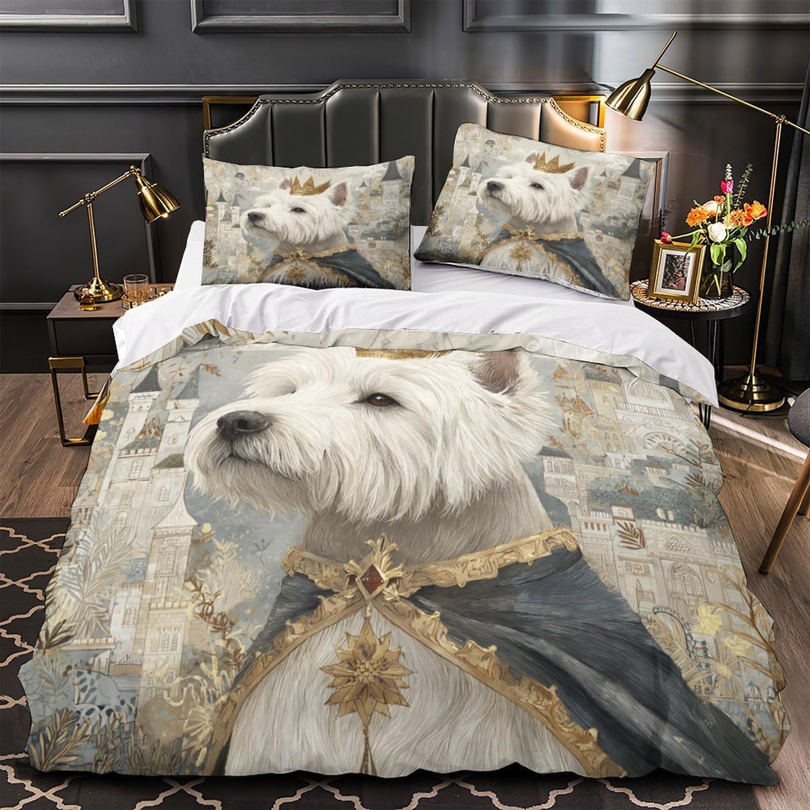 Parure de Lit Chien Fantasy Housse de Couette Super Douce pour Lit Simple Enfant 135x200