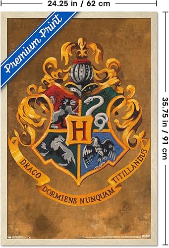 Vista 51 de Trends International Póster de pared Harry Potter Hogwarts Crest, 22.375 x 34 Versión con marco negro