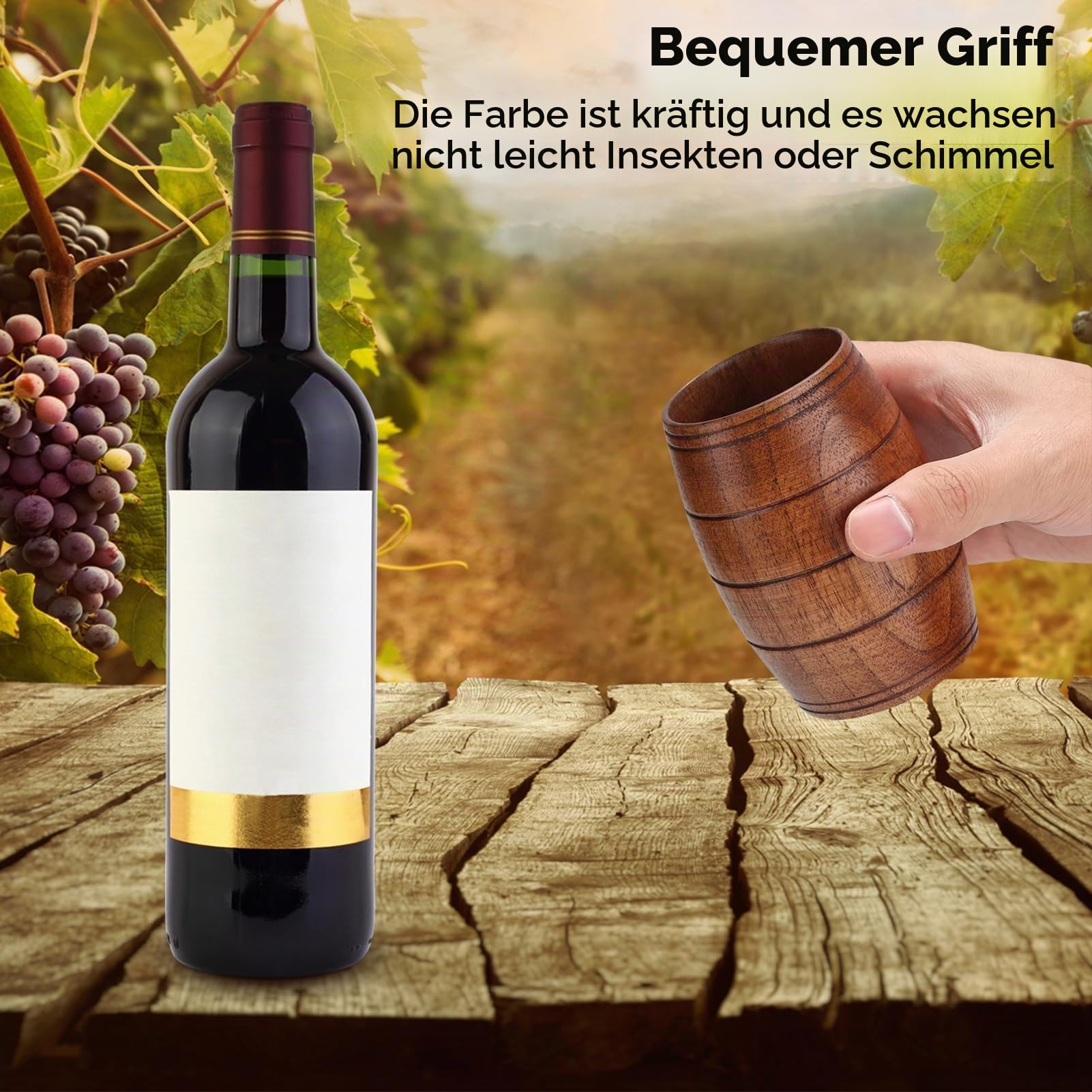Holz-Kaffeetasse, Bierkrug und Trinkbecher aus umweltfreundlichem Holz, Deko-Becher für Camping