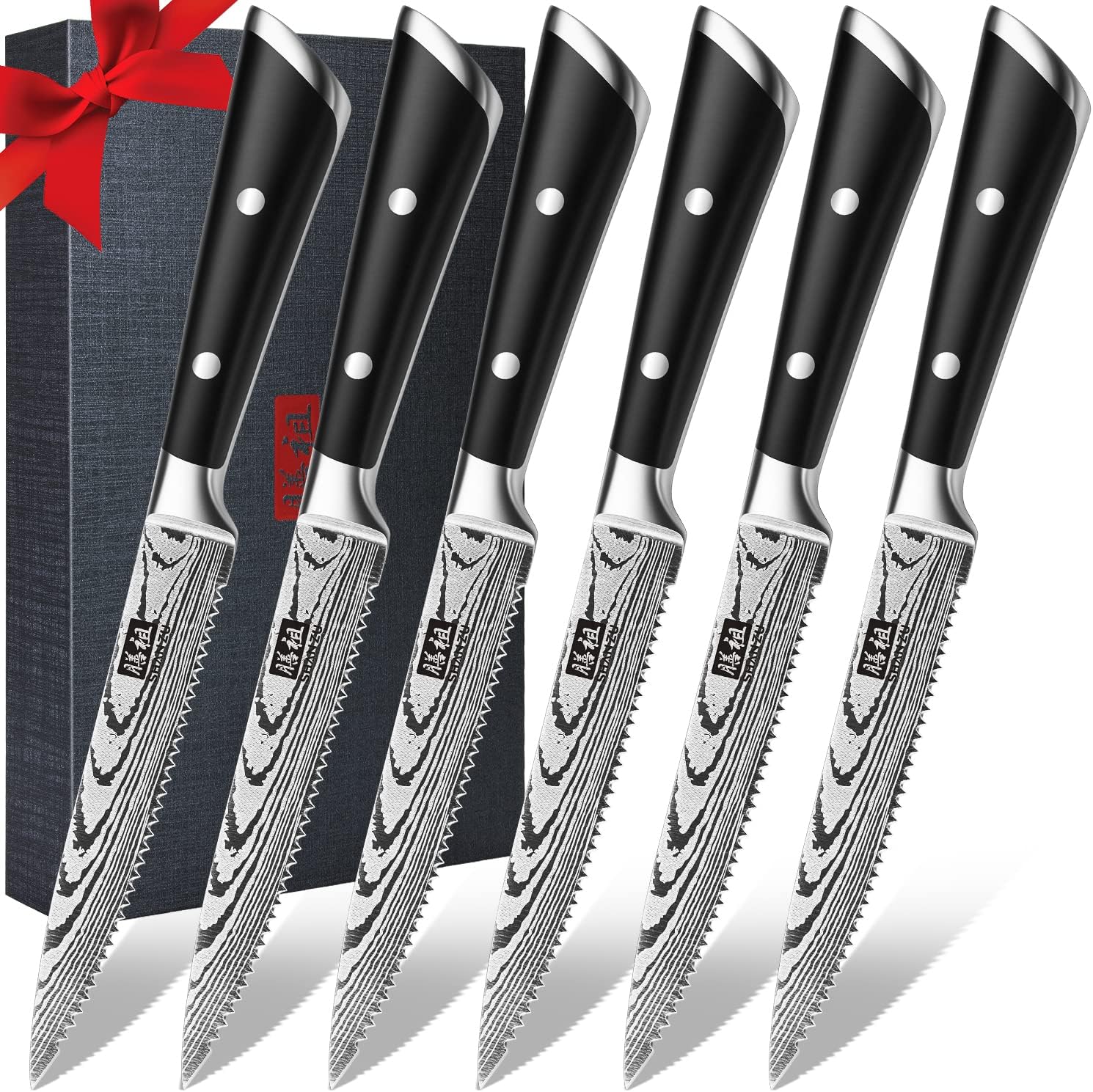 Set De Couverts Arcos : 6 Couteaux à Steak + 6 Fourchettes En Bois De Hêtre Et Acier Inox - Pour Viande Et Repas Raffinés