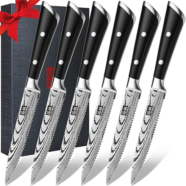 SHAN ZU 6-Piece Steak Knives Set with Ergonomic Handle