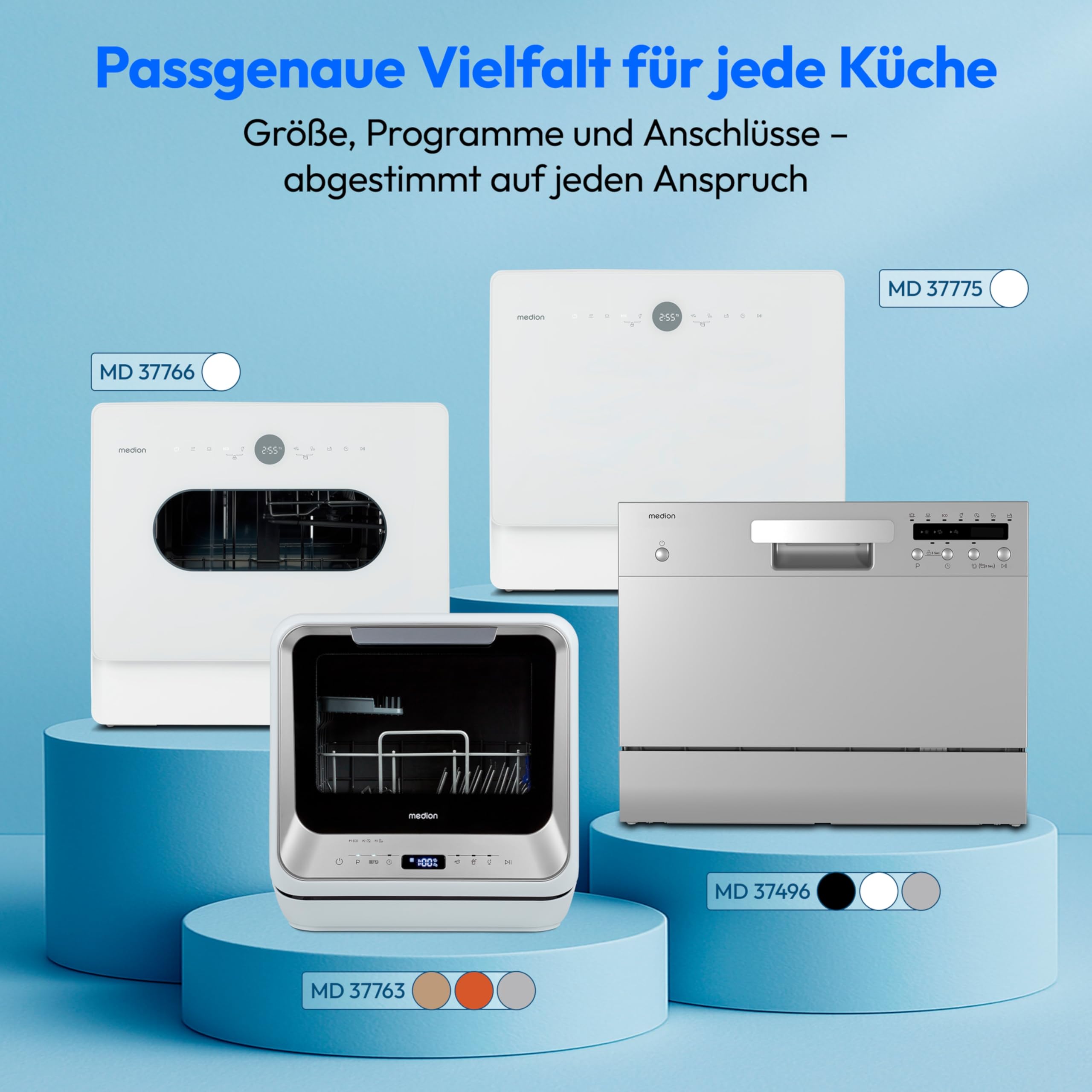MEDION Mini Geschirrspüler DWT20 Tischgeschirrspüler 2 Maßgedecke freistehend silber