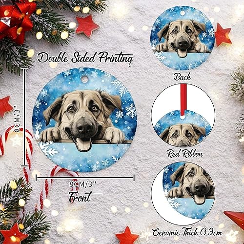 Miniatura 3 de WoGuangis Adornos de pastor de Anatolia para árbol de Navidad, pastor de Anatolia, lindo y divertido que mira al perro, cachorro, recuerdo de