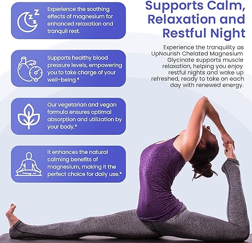 Miniatura 5 de Cápsulas de glicinato de magnesio quelado de 500 mg - Quelato de magnesio para alta absorción - Suplemento de magnesio puro para calma, calambres en