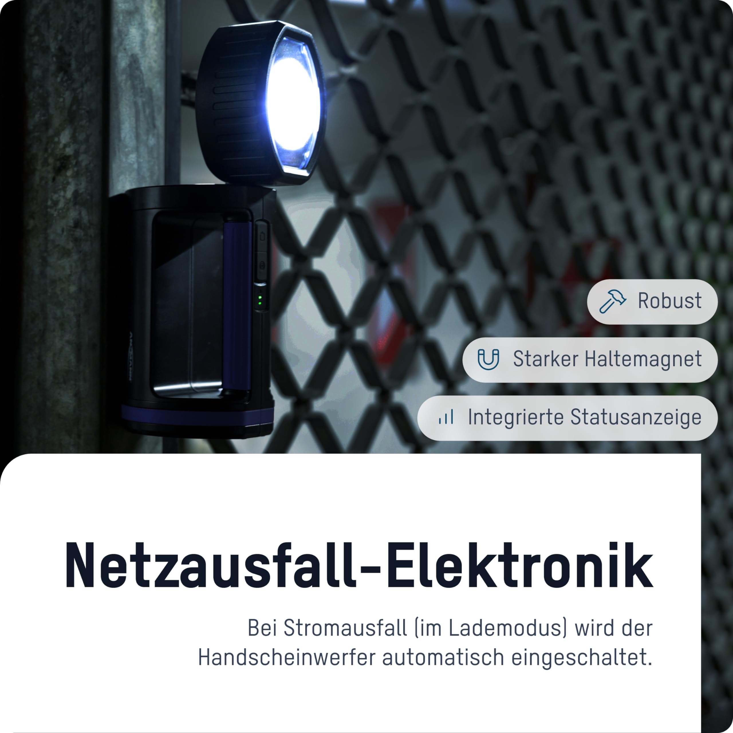 ANSMANN Bardzo jasny reflektor ręczny LED, akumulator 5200 mAh, ładowany przez micro USB i etui do ładowania, 3 tryby świecenia, regulowana głowica lampy, oświetlenie awaryjne