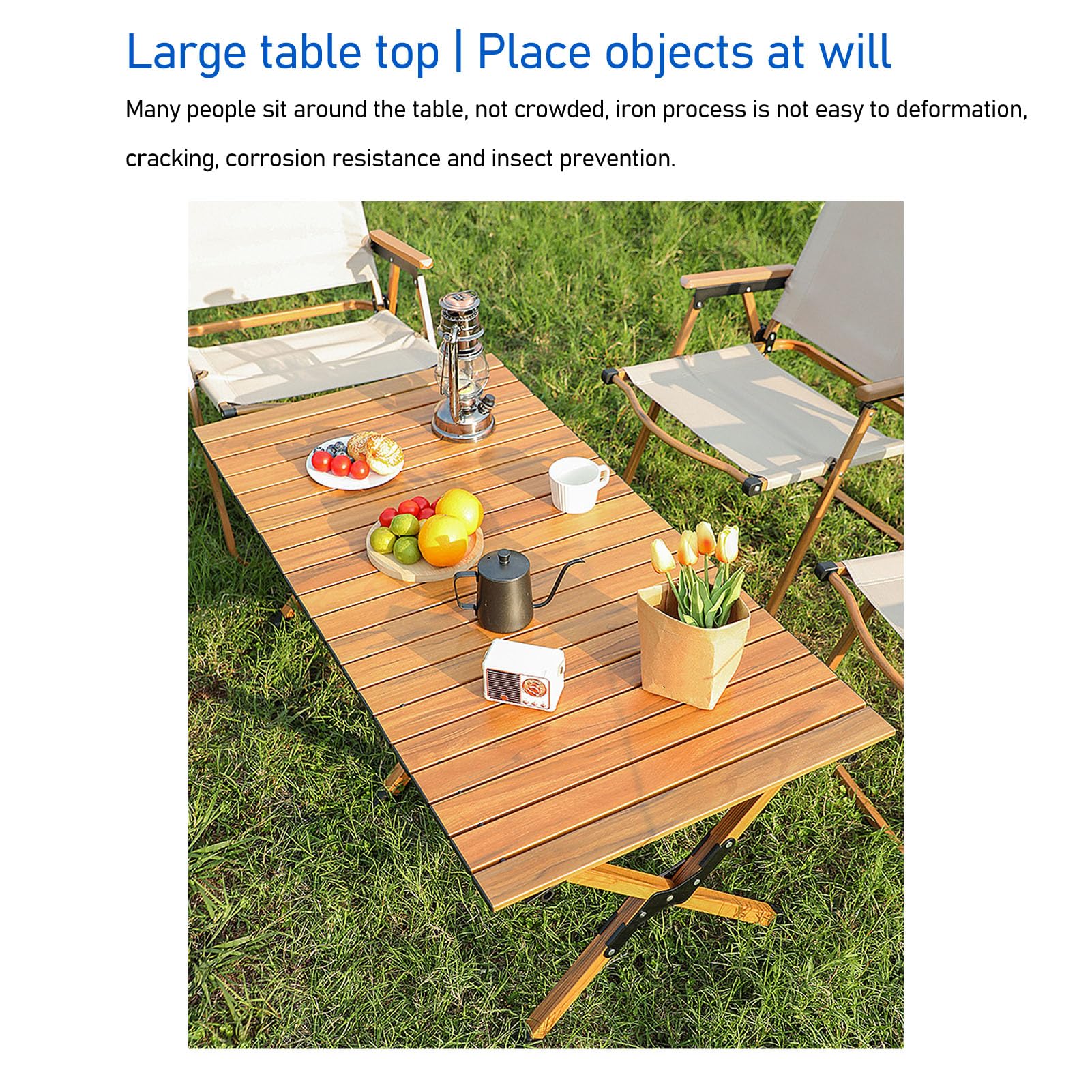 Mesa Plegable para Acampar, Mesa Portátil Enrollable para Exteriores con Bolsa de Transporte, Auxiliar Liviana para Picnic, Barbacoa, Senderismo, para la Playa, Patio