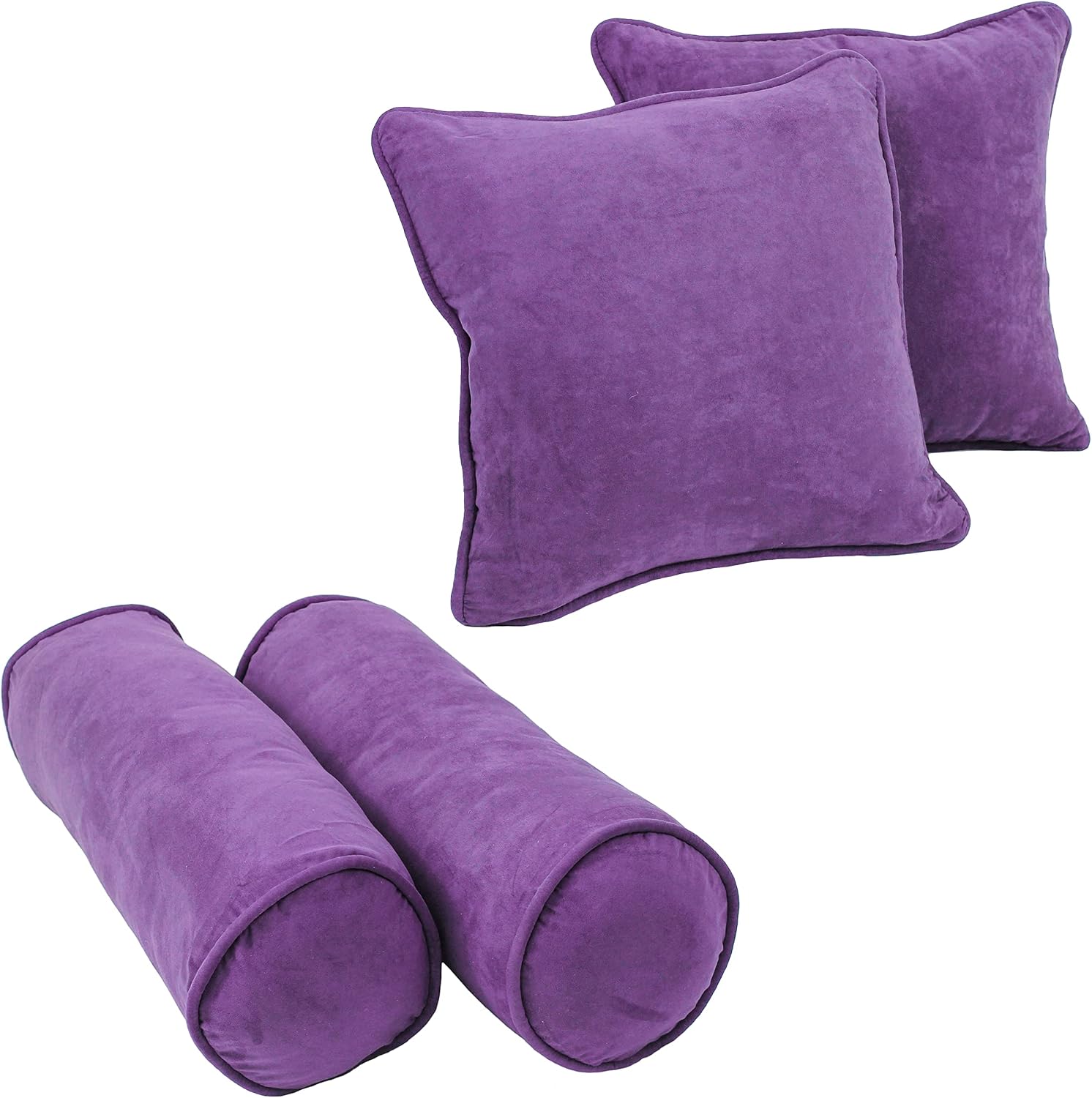 Blazing Needles Corded Microsuede Throw Pillow Set, Ultra Violet 4 Count
