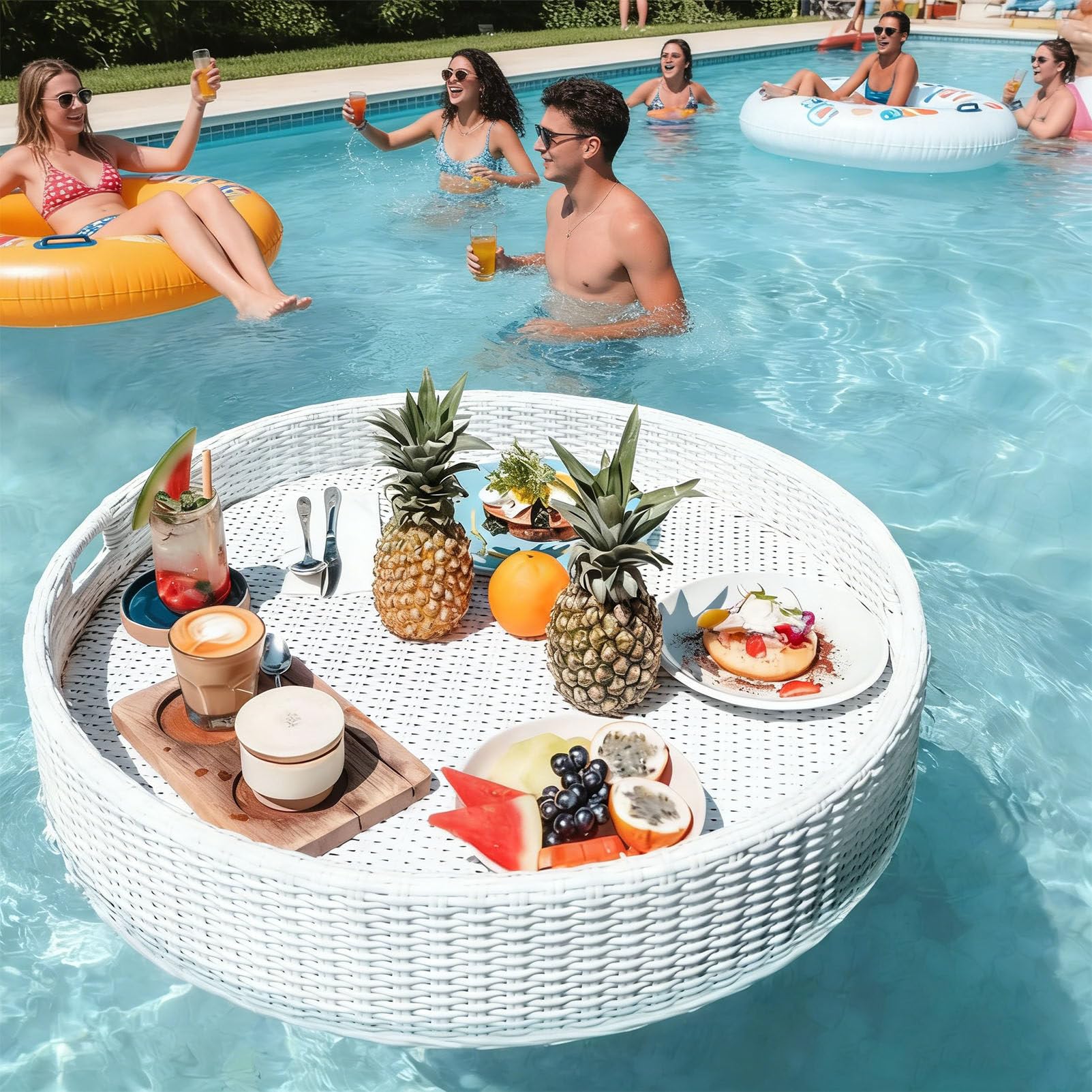 Bandeja flotante para piscina portátil para tus fiestas en la playa