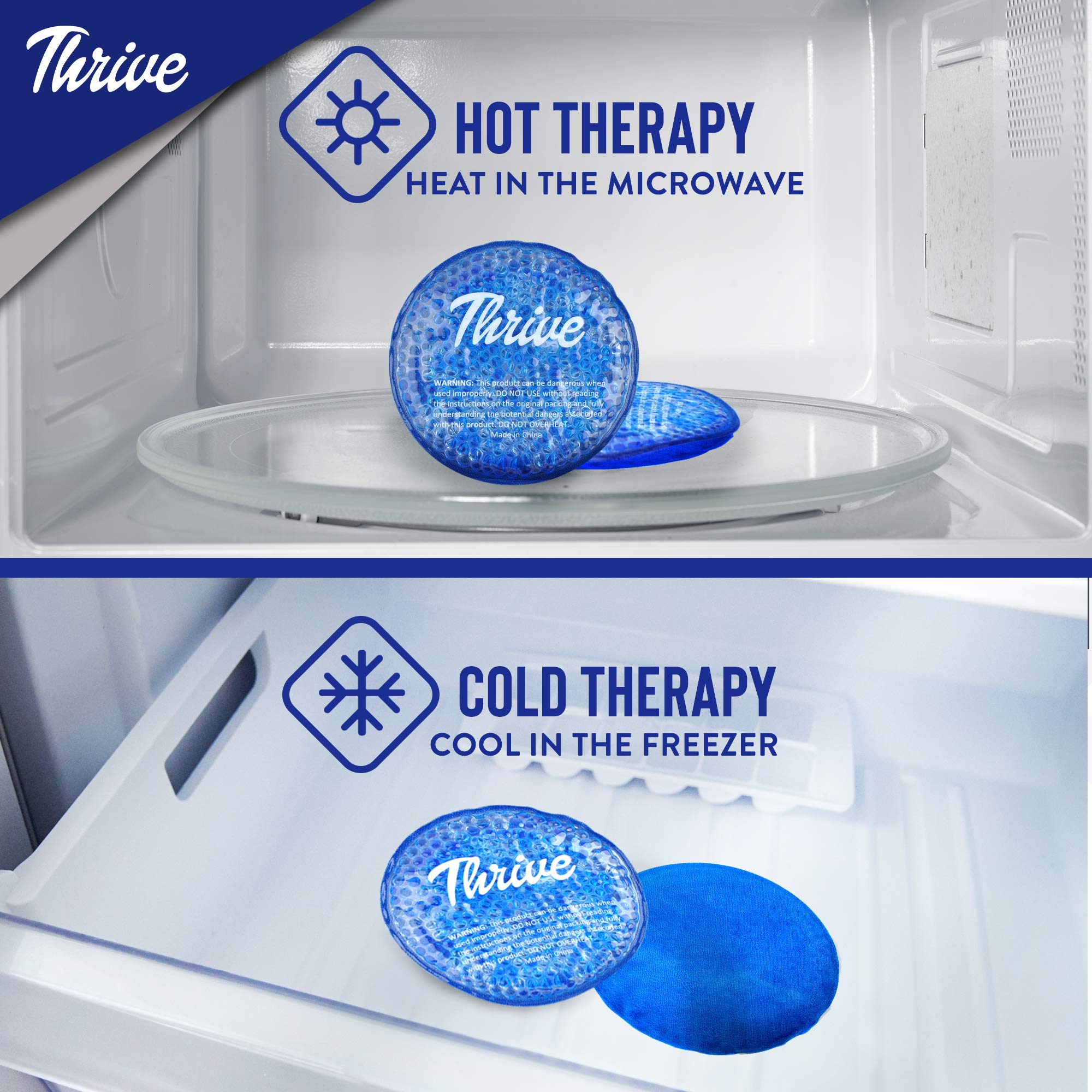 Thrive Round Hot & Cold Ice Packs (6 Pack) Reusable Gel Bead Ice Pack