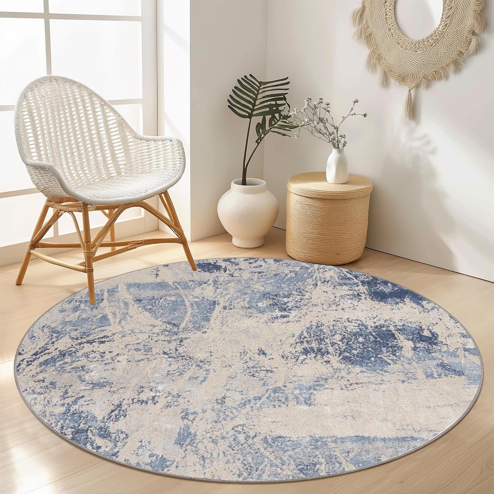 Tapis rond lavable anti-taches pour salle de bains et entrée propre