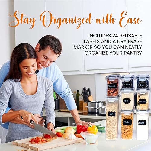 Miniatura 5 de Alphx Innovations Juego de 24 recipientes herméticos de almacenamiento de alimentos, juego de contenedores de organización y almacenamiento de