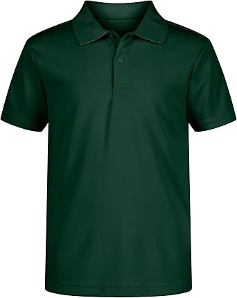 Nautica Boys School Uniform Short Sleeve Polo Shirt, Button Closure, Moisture Wicking Performance Material