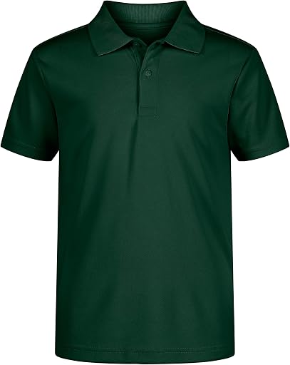 Nautica Boys' School Uniform Short Sleeve Polo Shirt, Button Closure, Moisture Wicking Performance Material
