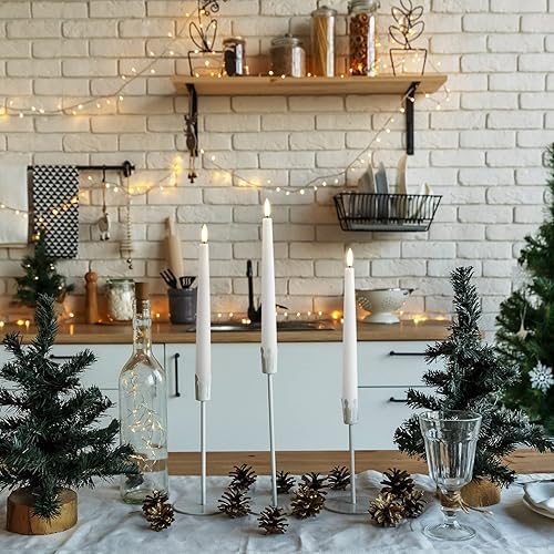 Miniatura 5 de Juego de 5 velas de Adviento sin llama, llama LED parpadeante, candelabros cónicos de 11 pulgadas, control remoto, 3 morado, 1 rosa, 1 blanco para