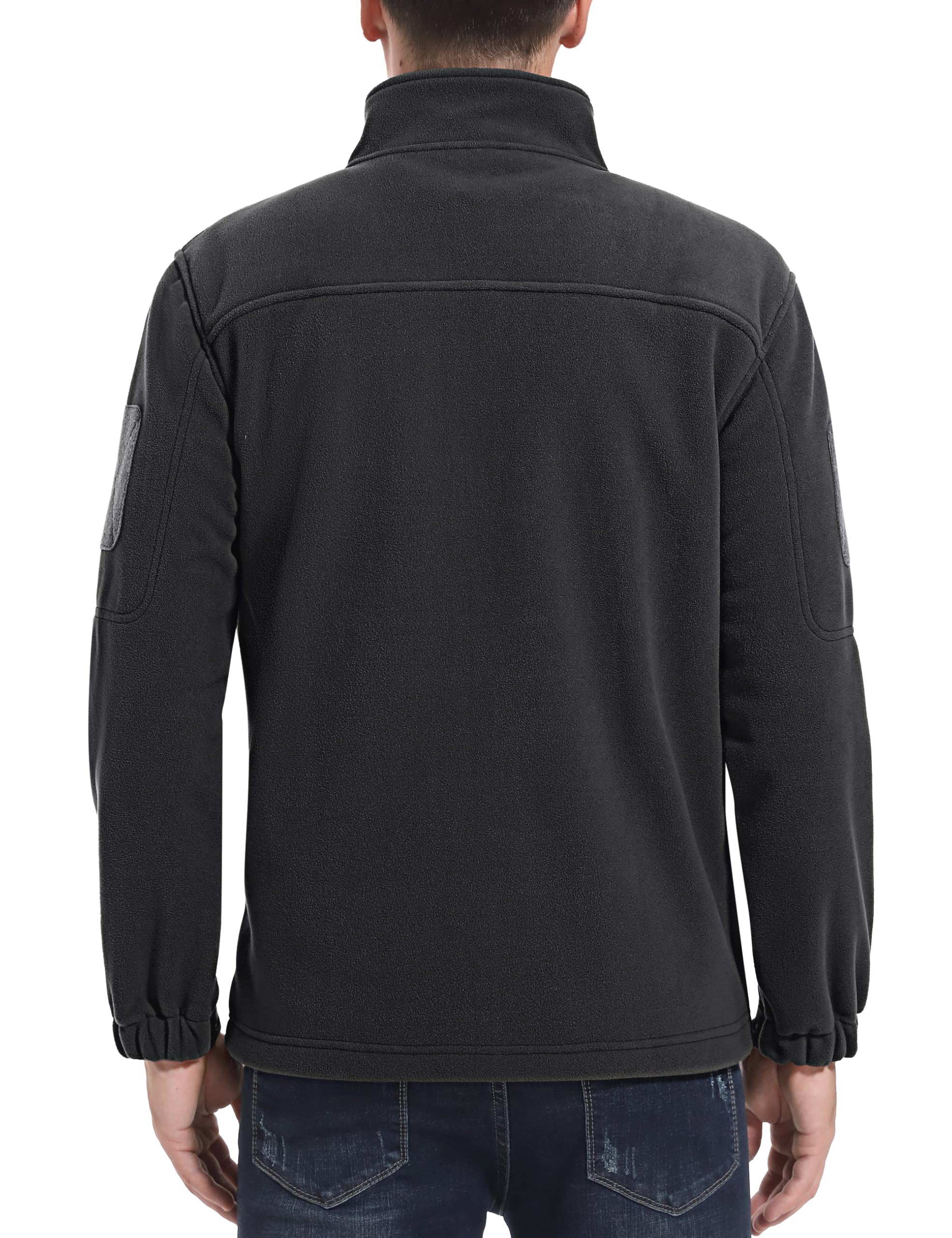 KEFITEVD Chaqueta de forro polar para hombre, resistente al viento, con cremallera, abrigo táctico cálido con 6 bolsillos