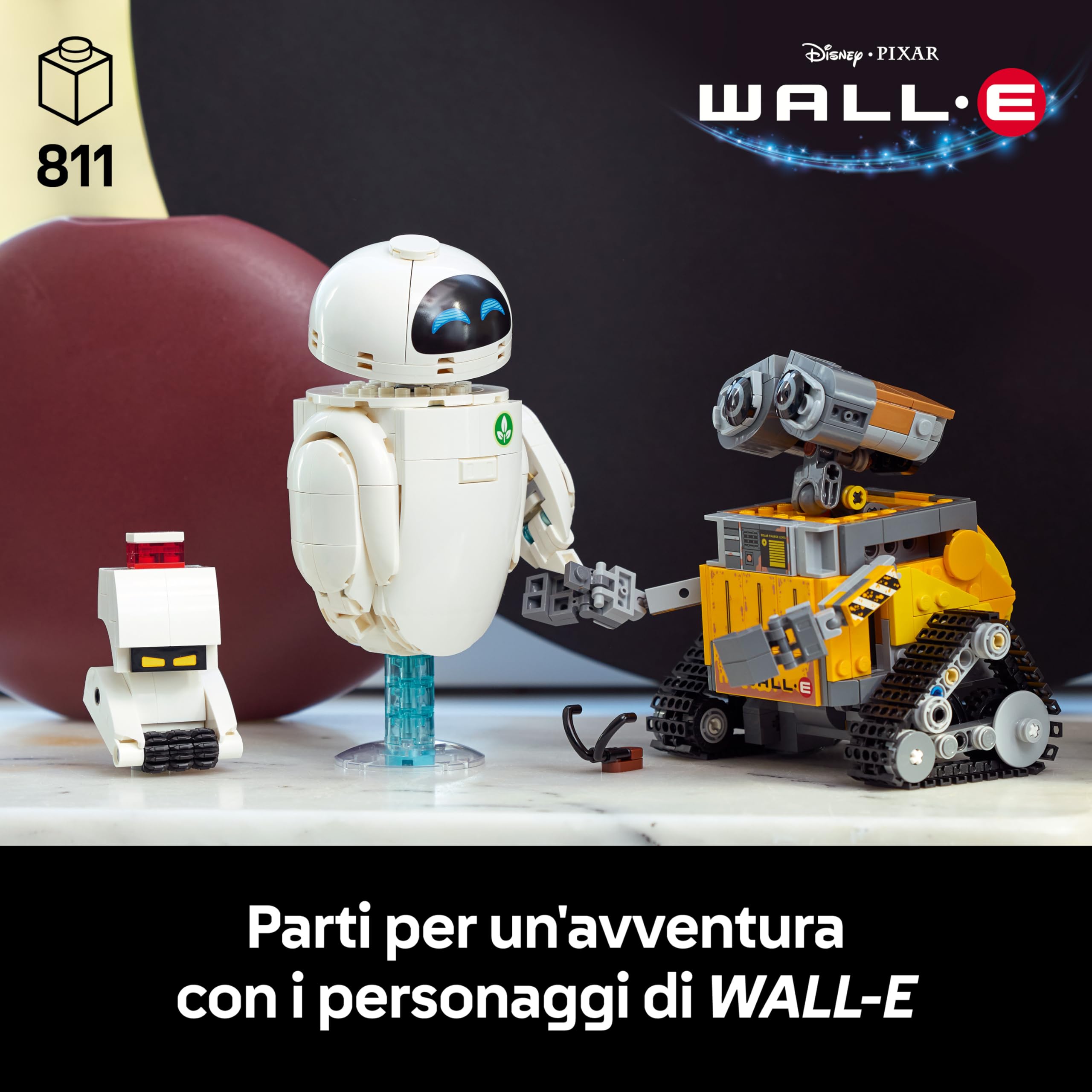 LEGO | Disney Pixar WALL-E e EVE - Kit di Modellismo per Adulti da Esposizione - Costruzione Fai da Te con i Personaggi di M-O e Hal - Decorazioni per la Casa - Regalo da Collezione per Fan - 43279
