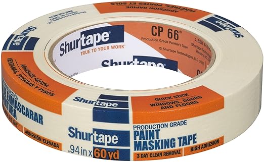 Amazon Com Shurtape Cp 066 Industrial Professional Grade Crepe Paper Masking Tape 55m Length X 24mm Width Natural Office Products