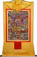 Tibetisches Thangka Gemälde - Buddhistischer Wandteppich Mit Bardo Thodol Motiv In Blau