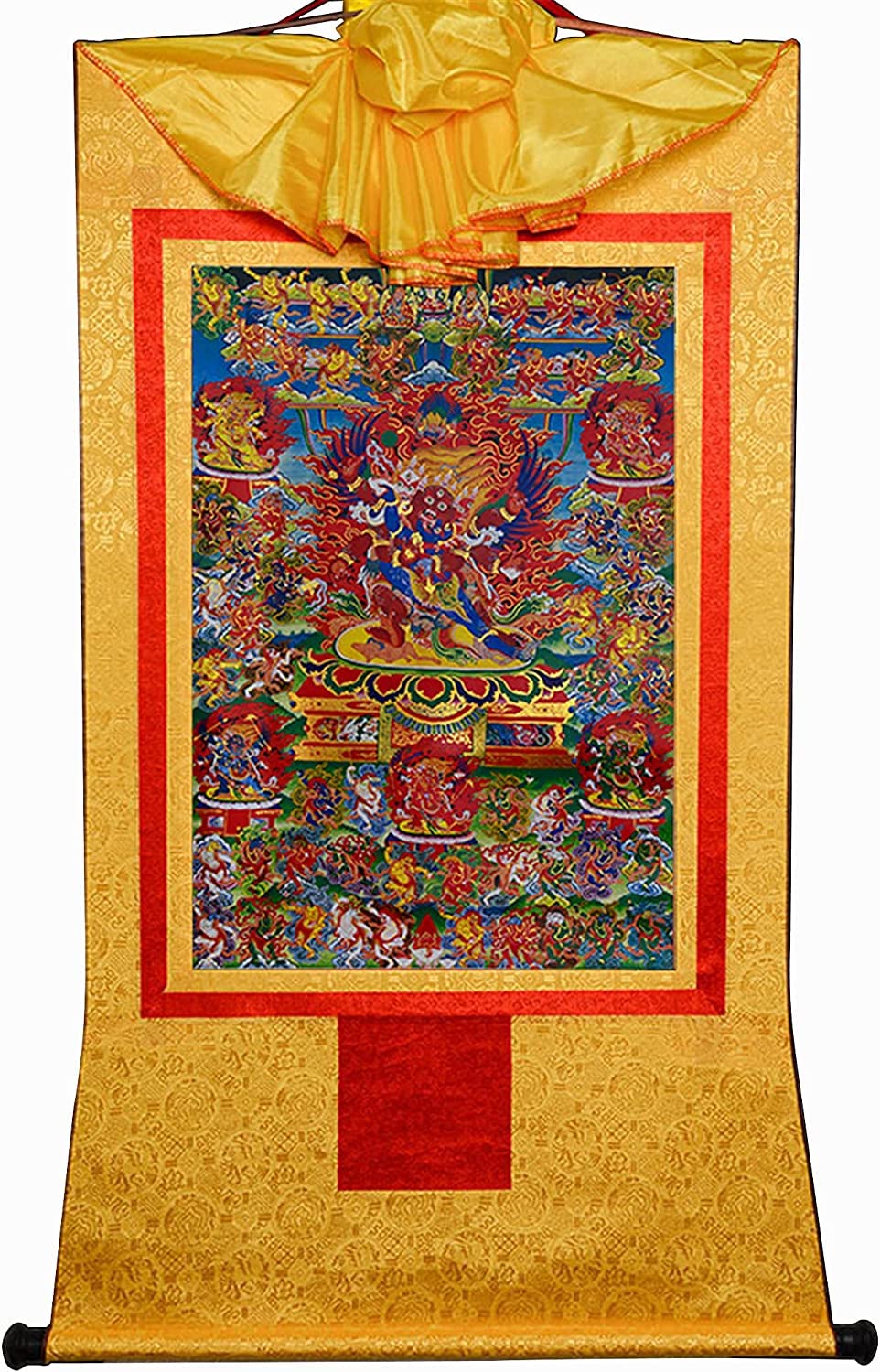 VHKJewE 58 Wrathful Deities of the Bardo Thodol, Buddhist Thangka Brocade(Unique Colour,Small(35cm*27cm))