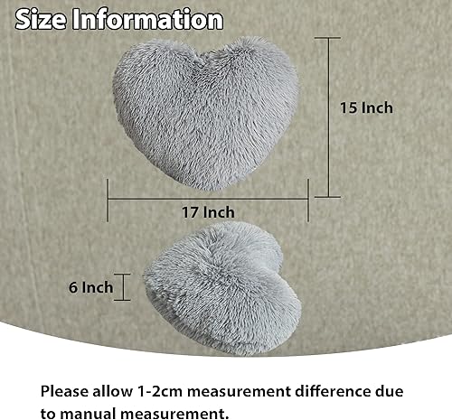 Miniatura 3 de LIFEREVO Almohada de corazón de piel sintética, almohada de felpa con forma de corazón, día de San Valentín, 15 x 17 pulgadas, bonita almohada