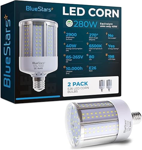 Miniatura 8 de BlueStars Bombillas LED superbrillantes de maíz de 100 W (equivalente a 1000 W) E26E27, base media, 7600 lúmenes, 5000 K, blanco frío para