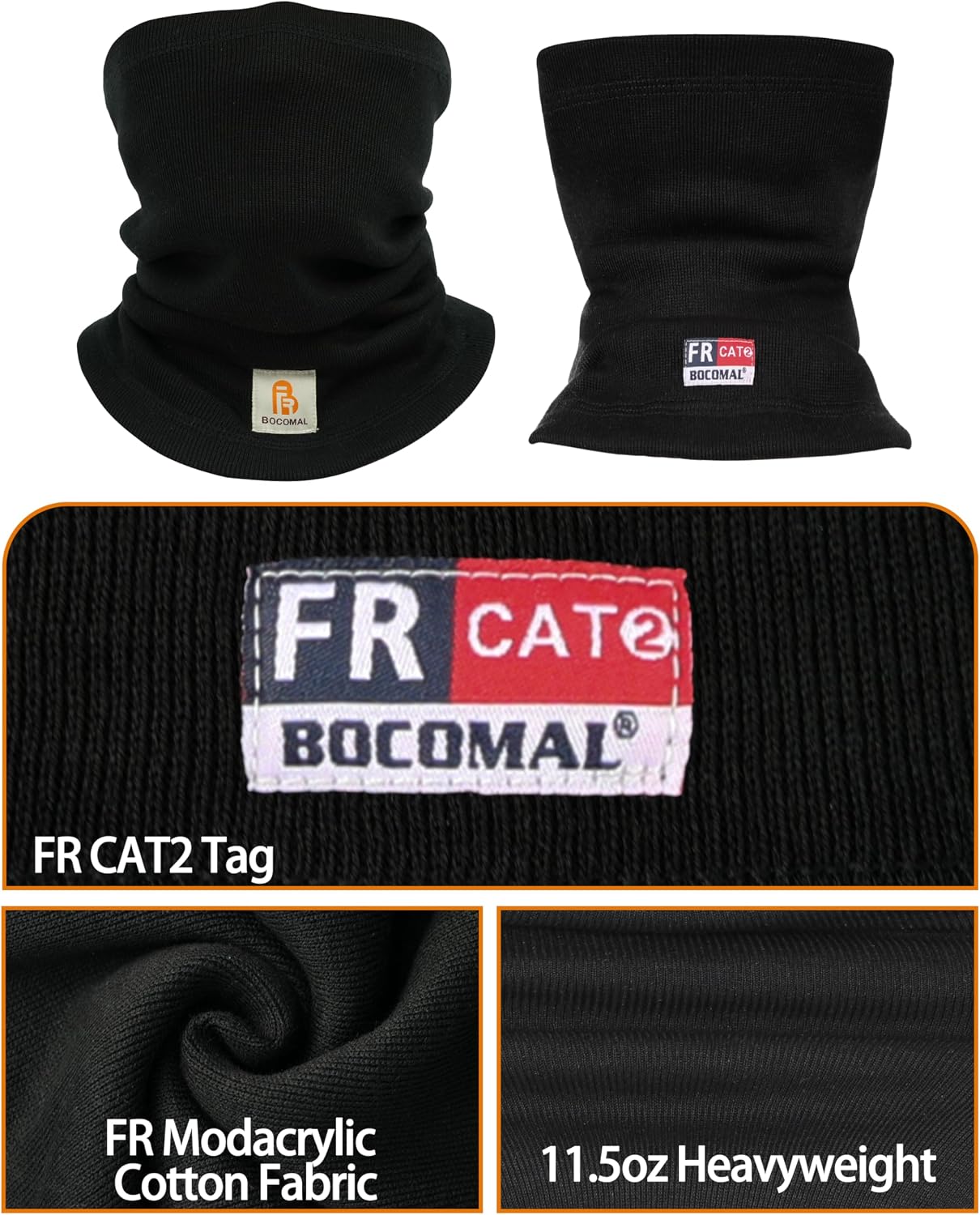 BOCOMAL FR Face Mask Beanie,Balaclava,Neck Gaiter Heavyweight Modacrylic Cotton Permanent Flame Resistant Winter Covering