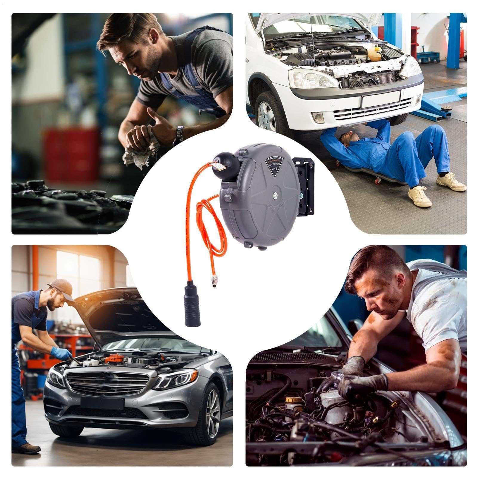 Avvolgitubo Aria Retrattile da Parete Pesante con Riavvolgimento Automatico | Avvolgitubo Per Compressore per officine, garage, casa, studio, riparazioni e automotive, manutenzione macchi