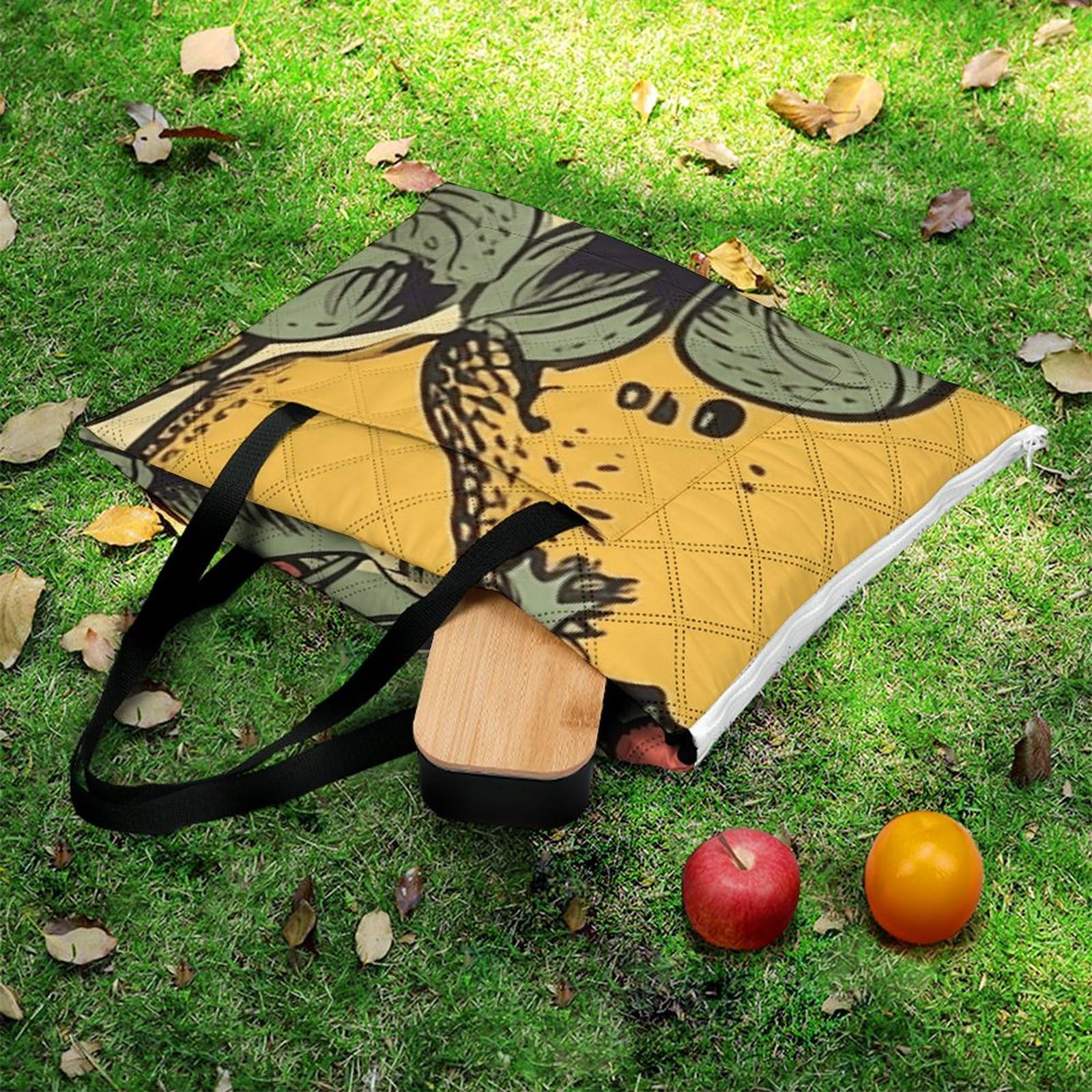 Manta de picnic de frutas y hojas, lavable a máquina, 200 cm x 200 cm, extragrande, impermeable y resistente a la arena, plegable, compacta, para playa, extragrande, para acampar en primavera y verano