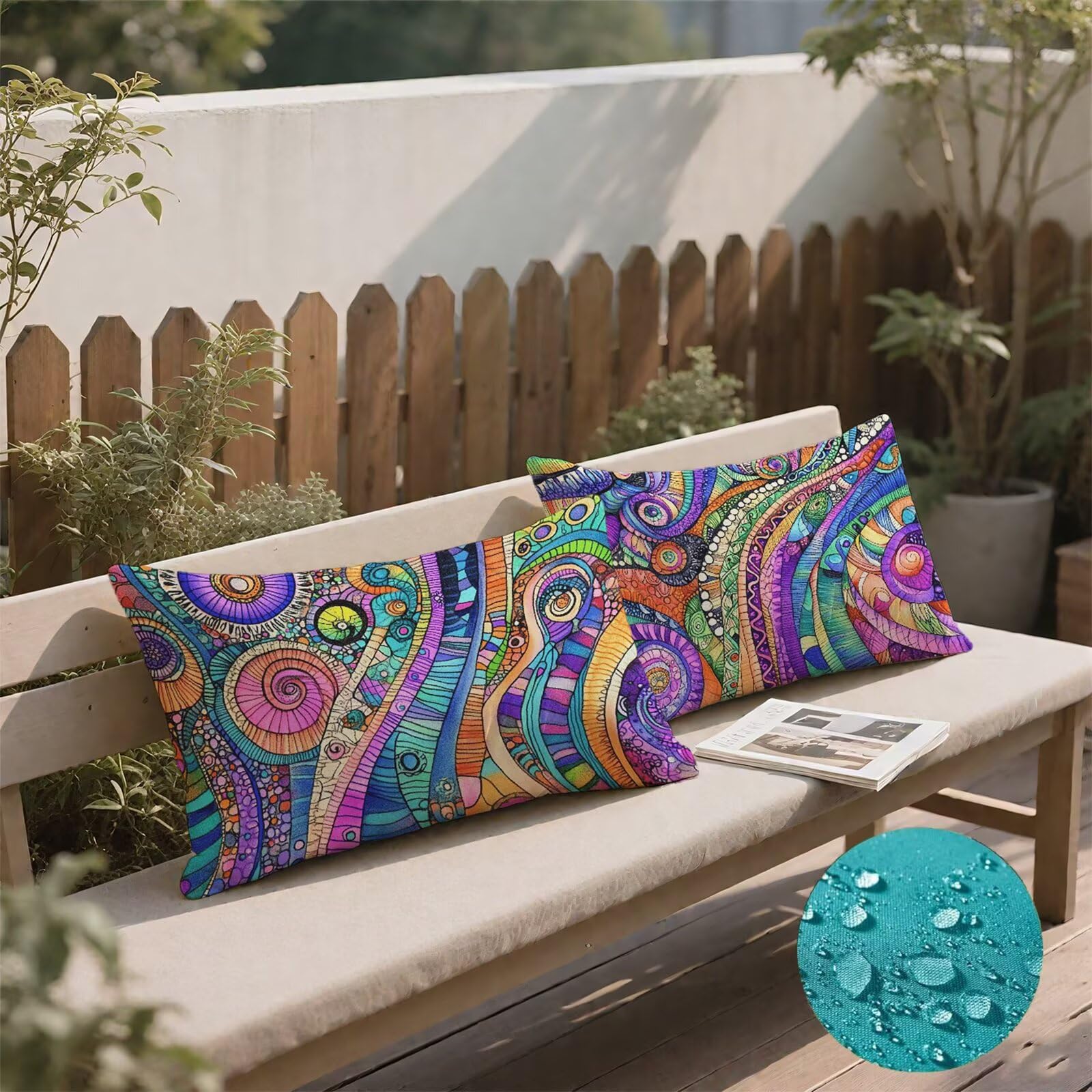 Bohême Taies d'oreiller 70 x 90 Housse Coussin Lin Lot de 2, Taie Oreiller Mandala Housse de Coussin Impermeable pour Salon Lit Jardin, Douce & Respirante avec Fermeture Éclair Invisible S6-687