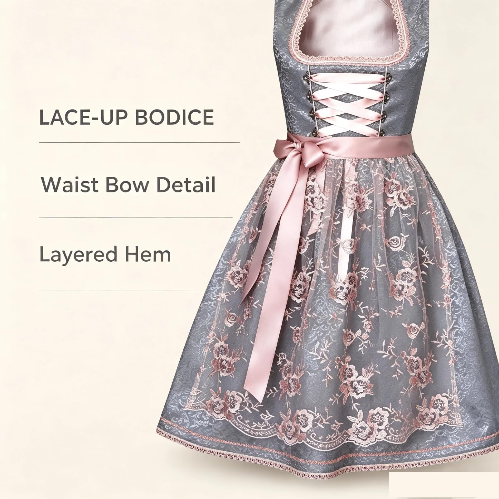 Kinder Oktoberfest Kleid Mädchen Dirndl Trachtenkleid Mit Schleife Schürze | Elegantes Design Mit Dekorativer Schnürung, Geeignet Für Oktoberfest, Trachtenfeste, Geburtstage Und Besondere Anlässe