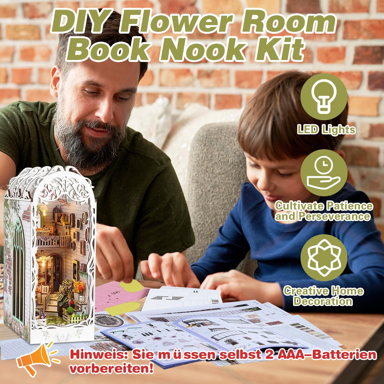 The Book Nook Kit, Booknook Decorativa, Booknok para Adolescente Adulto, DIY Miniature House de Madera, Nookbook con Muebles, Book Nook Libreria para Decorar Estanterías y Regalos Creativos