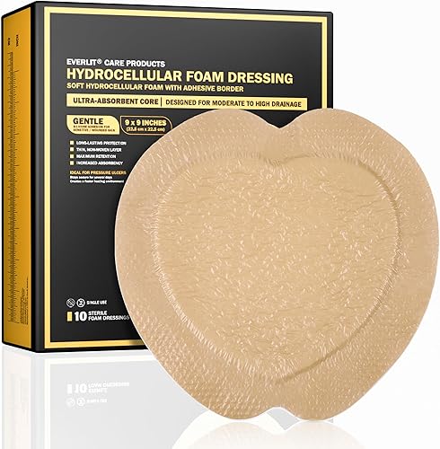 Miniatura 7 de EVERLIT Sacrum - Apósito de espuma de silicona con borde adhesivo paquete de 5 absorbente transpirable impermeable almohadilla de vendaje sacro para