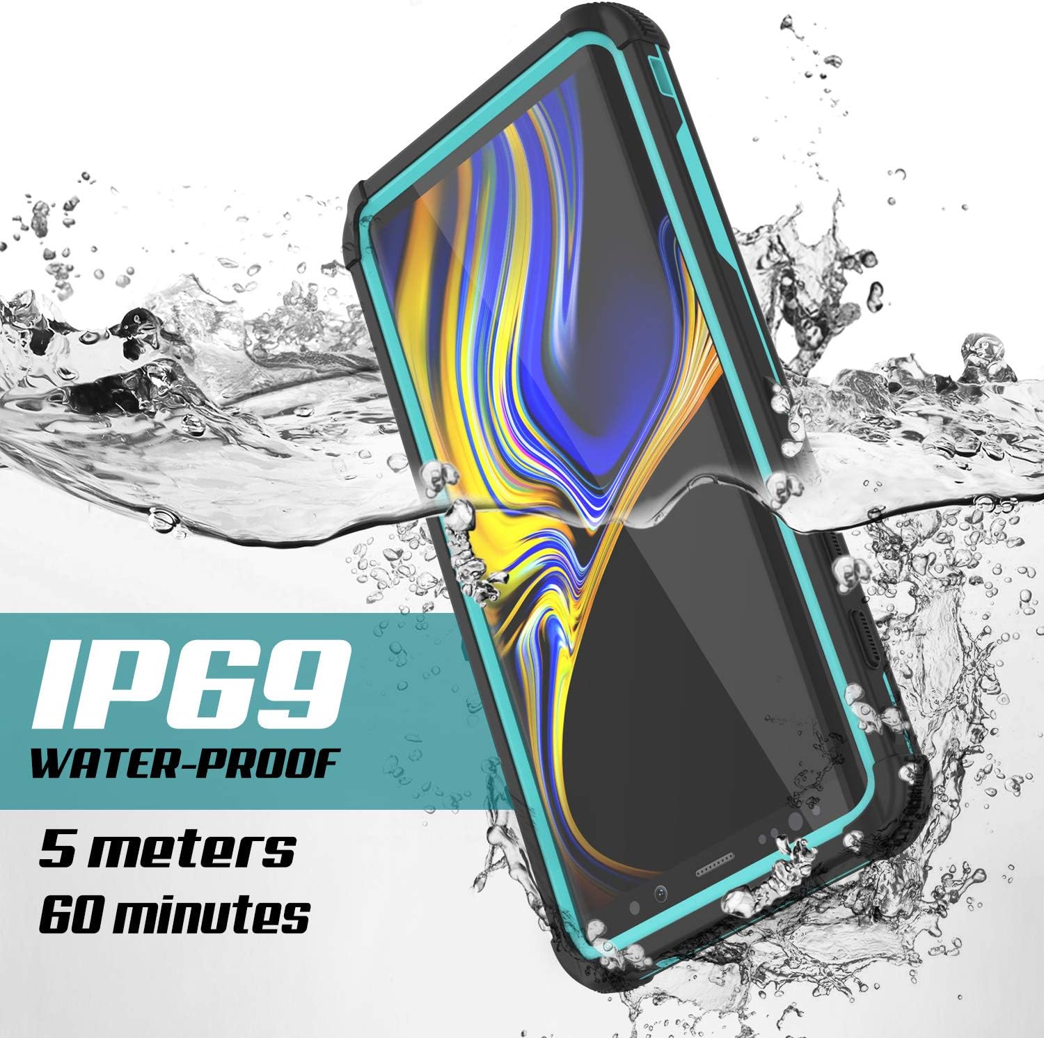 Punkcase Galaxy Note 9 Waterproof Case — Armor 360 Cover W/Built in Screen Protector — Full Body Slim Fit Cover for Samsung Galaxy Note 9 — Navy Seal Extreme Series & IP68 Certified [Teal]