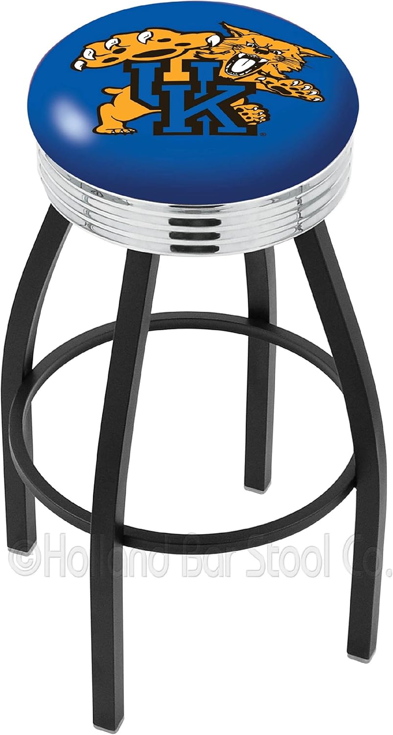 HBS L8B3C Kentucky Wildcat 30" Swivel Bar Stool with a Black Wrinkle and Chrome Finish