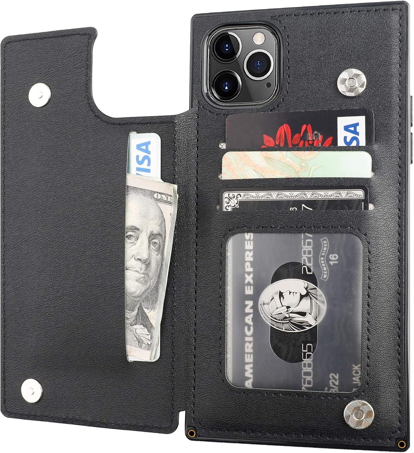 Bocasal Wallet Case for iPhone 11 Pro Max [RFID Blocking] Case Wallet with Card Holder Premium Soft PU Leather Kickstand Shockproof Magnetic Closure 6.5 inch(Black)
