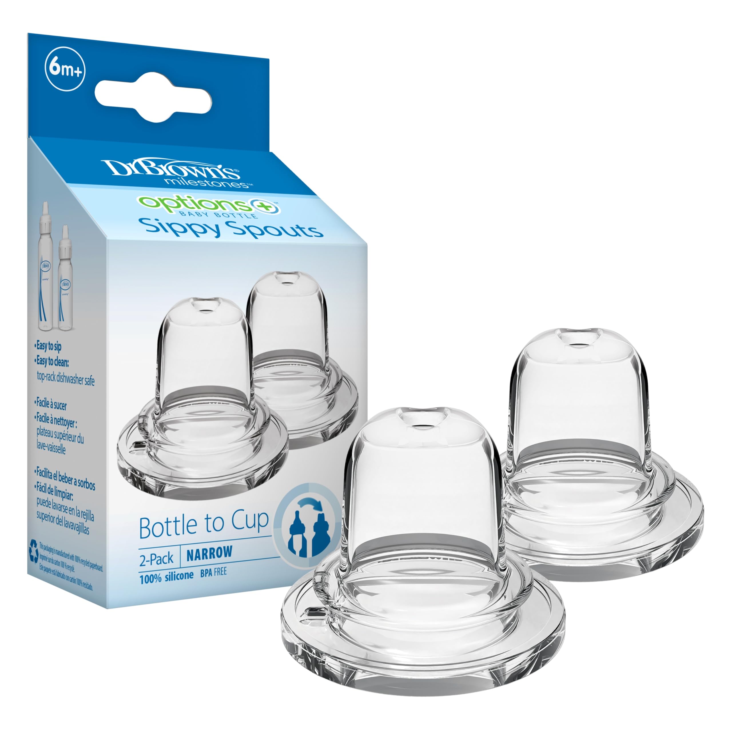 Transition-Friendly Narrow Sippy Spouts for Dr. Brown's Bottles - Pack of 2