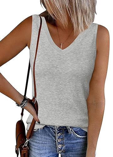 Arach&Cloz Women's Wool Blend Sweaters Non See Through Double V-Neck