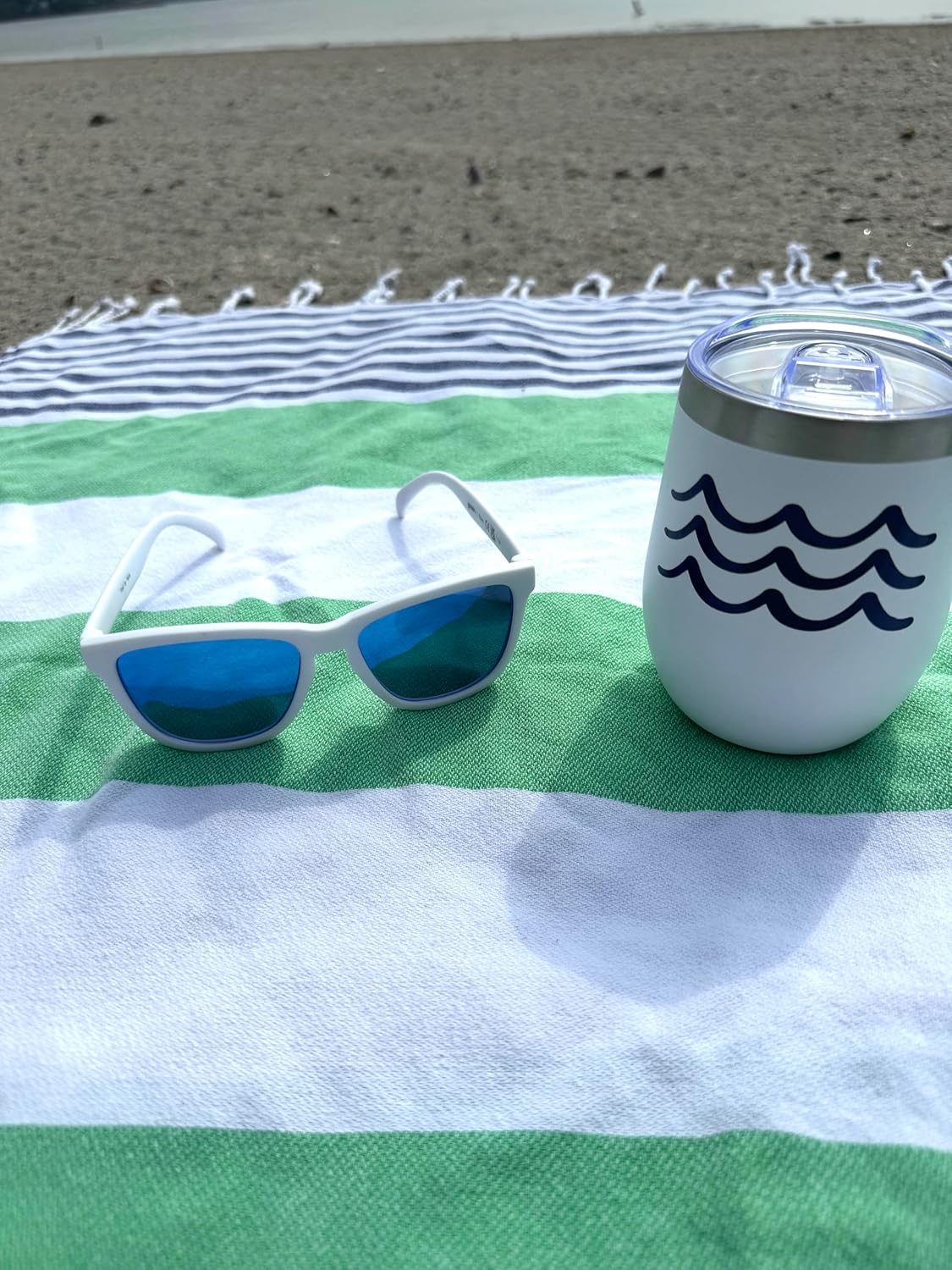 Everything Labeled 16 oz Stainless Steel Insulated Tumbler with Lid – Coastal Blue Wave Design, Double Wall Vacuum Insulated Drink Cup, Beach & Everyday Use - Image 4