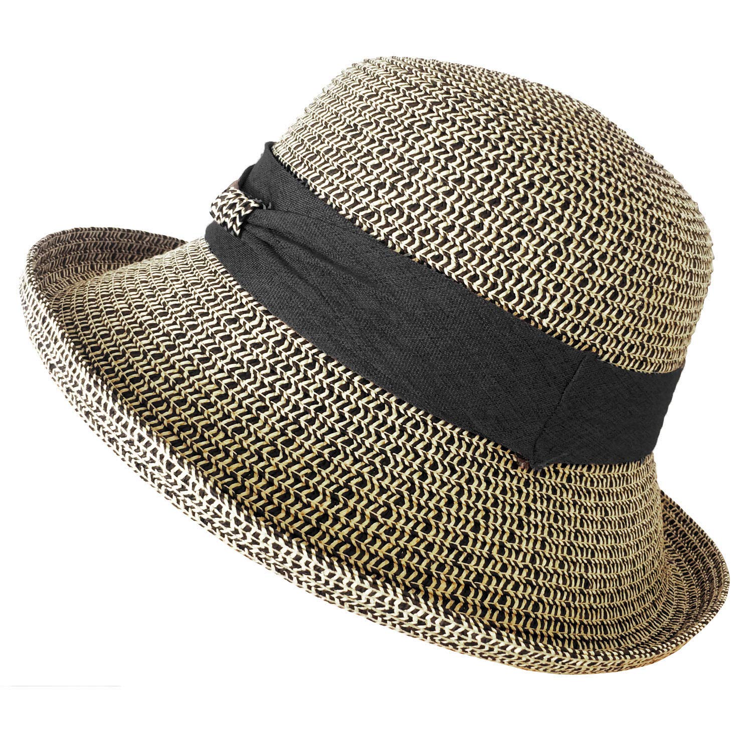 TOSKATOK® Chapeau de Soleil d'été Ajustable pour Femme, Style Trilby Pliable à Bords roulés-Taille Unique