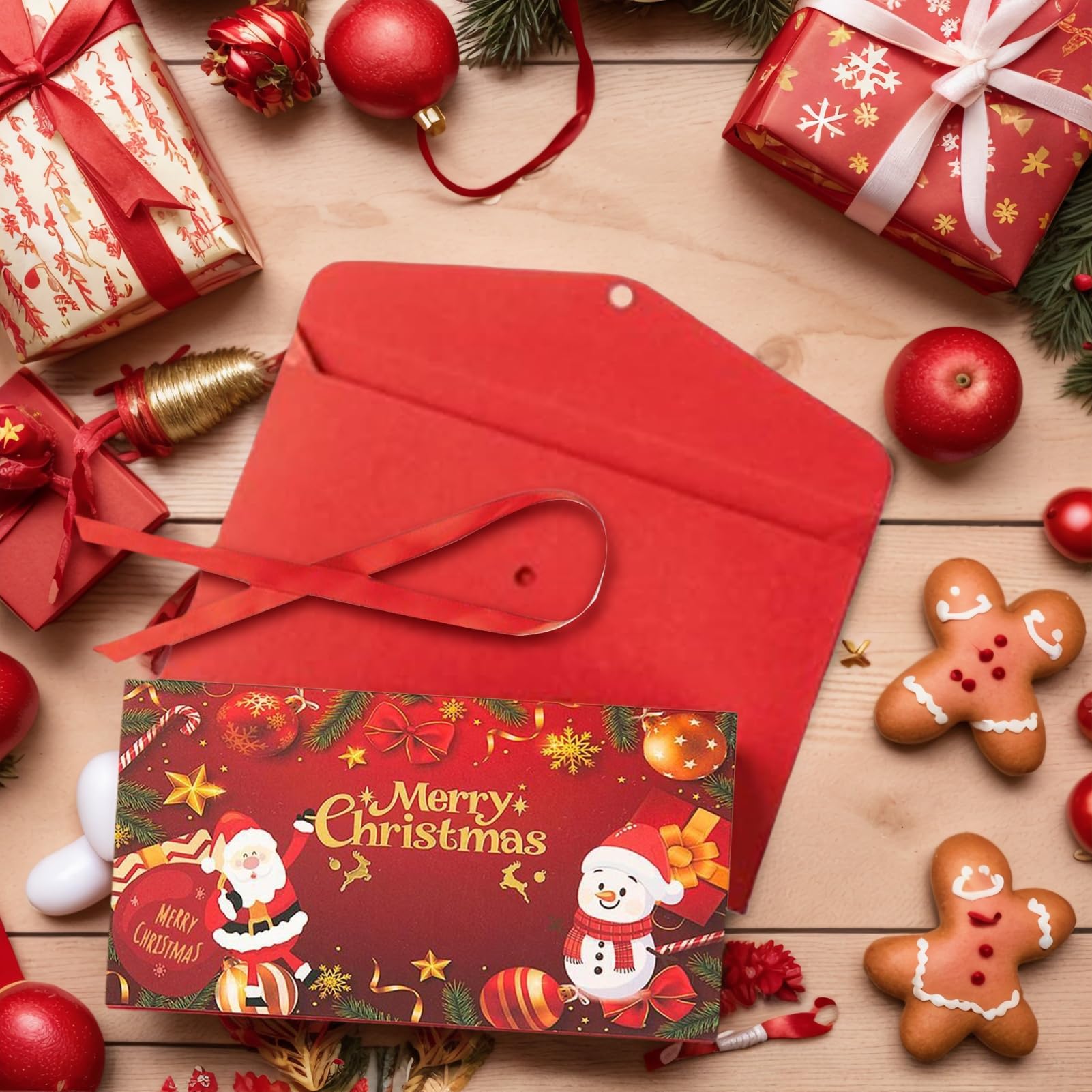 Conjunto De Sobre En Efectivo Navideño: Titulares De Dinero Festivo, Organizadores De Tarjetas De Regalo Rojo Y Verde Festivos, Billeteras De Papel Duraderas Con Diseños, 10 Paquete | Decoración Creat