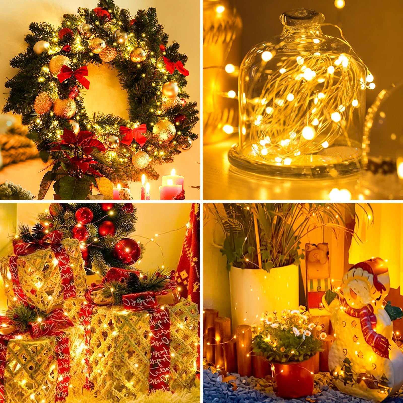 Confezione da 6 luci a batteria, 20 luci a LED scintillanti, 3 modalità, impermeabili, per barattoli, vasi, fai da te, feste, matrimoni, Natale, colore bianco caldo