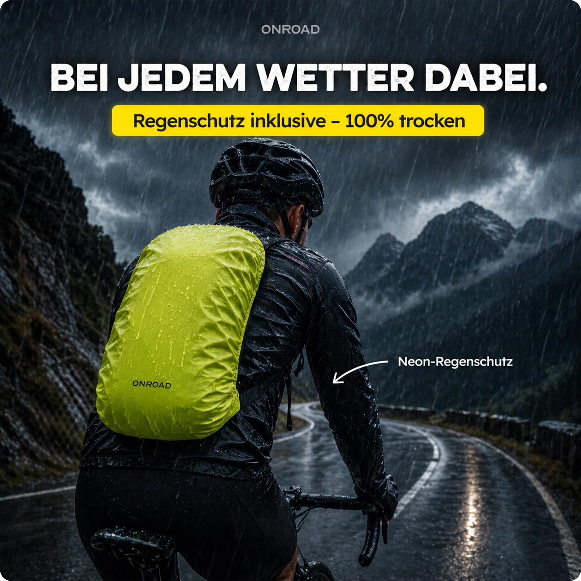 Fahrradrucksack 6L Herren & Damen ONPACK – Ultraleicht 350g – Kleiner Rucksack mit Thermofach & Helmnetz – Kleiner Fahrrad Rucksack für Männer & Damen inkl. Regenschutz, MTB Rucksack
