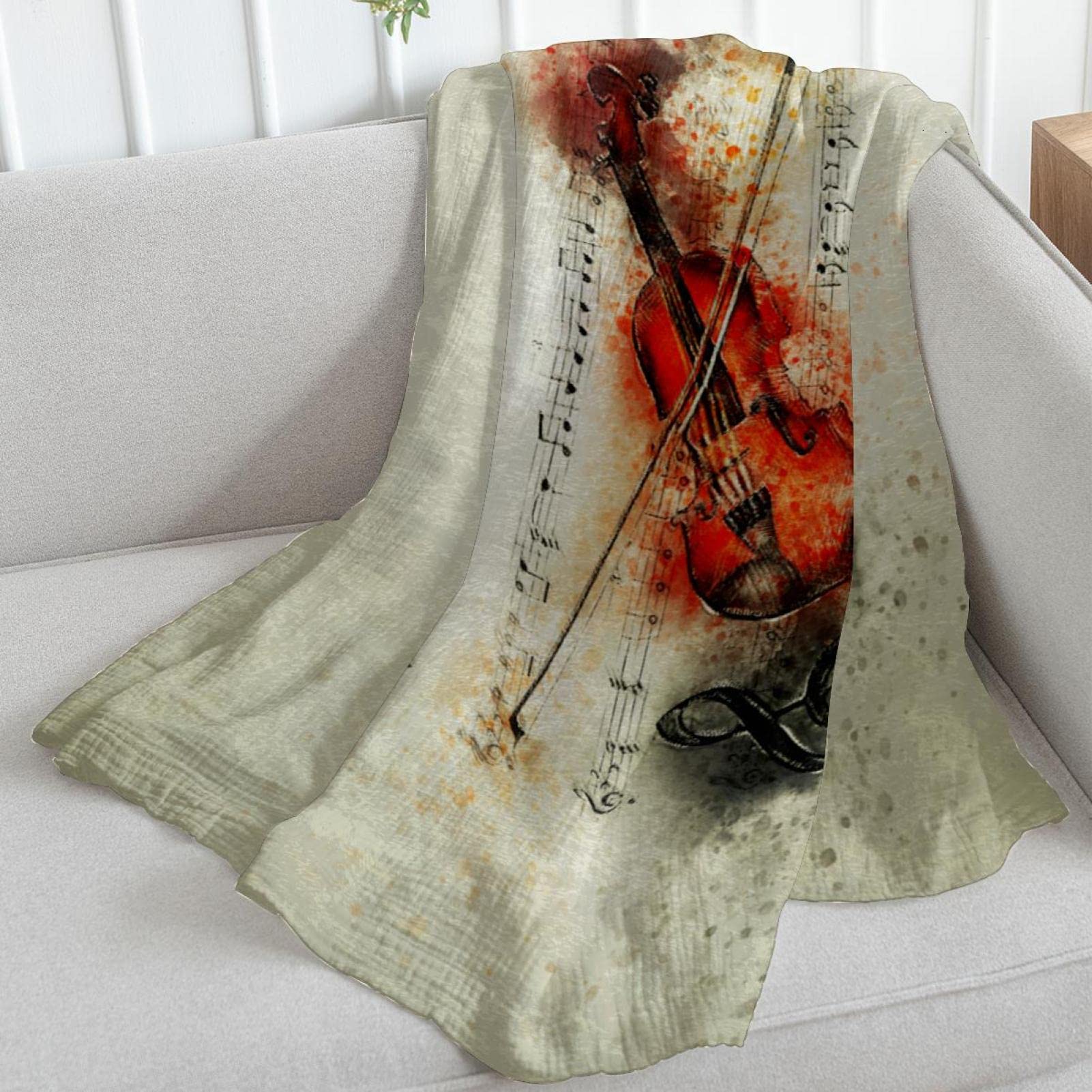 Coperta in pile per divano, divano o letto, accoglienti coperte morbide, violino musica bella