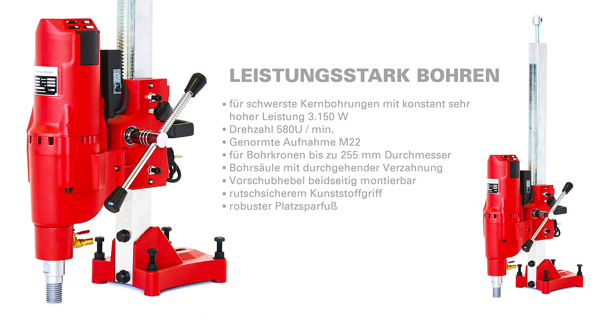 BAUTEC Kernbohrgerät EASYDRIVE 3150W Ø 255mm Nass Trocken Kernbohrmaschine