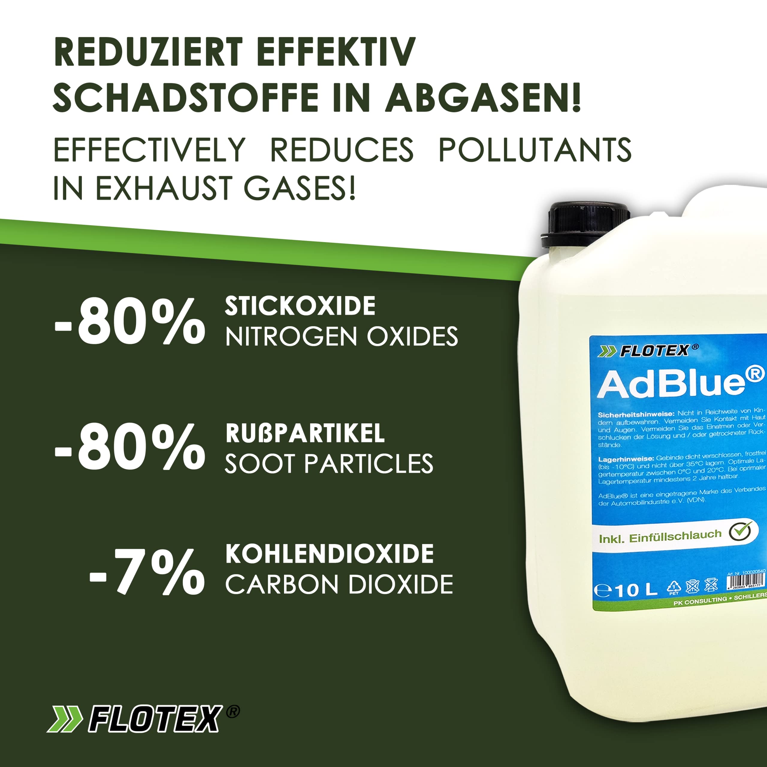 AdBlue 2 x 10 Liter für Diesel Motoren - Hochreine Harnstofflösung für SCR-Abgasnachbehandlung – ISO 22241 Zertifiziert - Inkl. praktischem Ausgießer