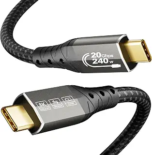 ZIKNYDO USBC USBC ケーブル 1m、USB C 3.2 20Gbps 高速データ転送、8K@30Hz、 4K@144Hz / 60Hz USB C 映像出力、240W PD 3.1 急速充電、USB タイプc ケーブル（Thunderbolt 4、iPhone 16、MacBook Pro、iPad、iPad Pro、Dell XPS 、SSD用）
