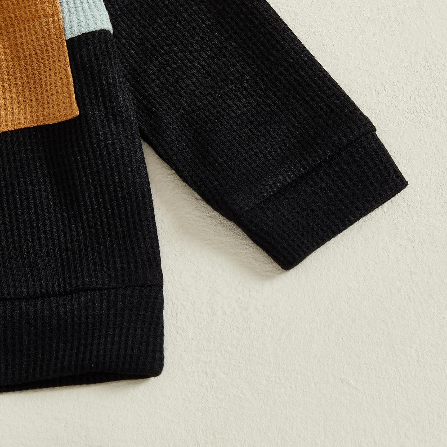 Kupretty Toddler Baby Boy Fall Winter Clothes Color Block Waffle Outfit Sweatshirt Pullovers + Pants Set 6 12 18 24 Months - Image 5