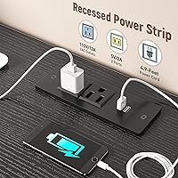 Vista 5 de Cómoda para dormitorio con 10 cajones con luz LED y toma de corriente, cómodas de tela y cómoda con estantes abiertos para pasillo, sala de estar