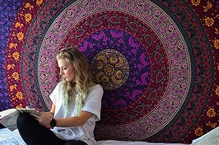 RAJRANG Large Hippie Mandala Tapestry 90x84 Inch Multicolor Bohemian Ind...